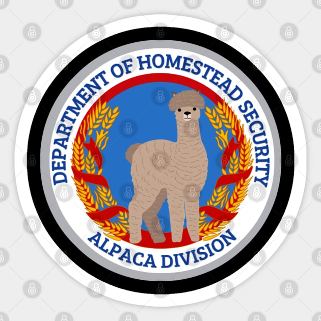 HOMESTEAD SECURITY ALPACA DIVISION Sticker by Desert Hippie Boutique